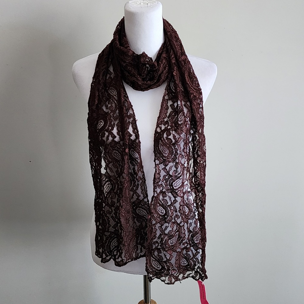 Lace Scarf Brown Paisley Steampunk Earthy Romantic Forest Victorian Ren Faire